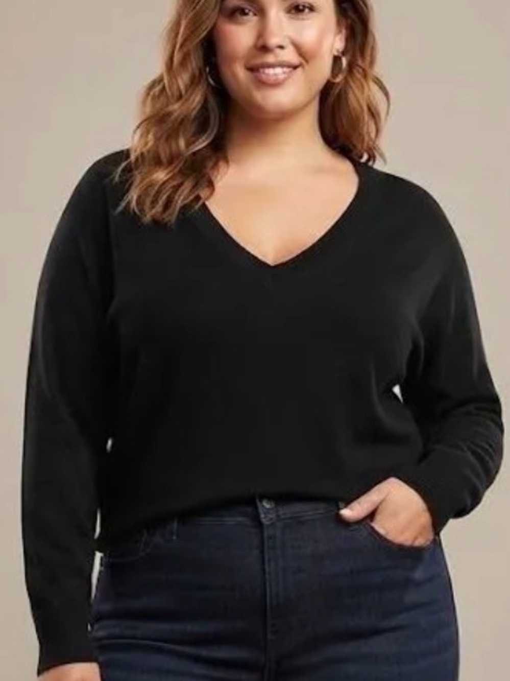 Old Navy Black V-Neck Crew Sweater